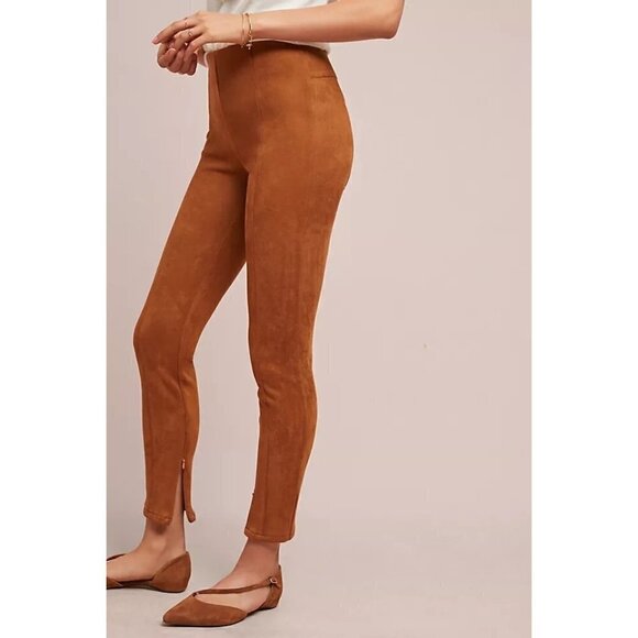 Anthropologie Brown Faux Suede Skinny Leggings 30 - Picture 2 of 5